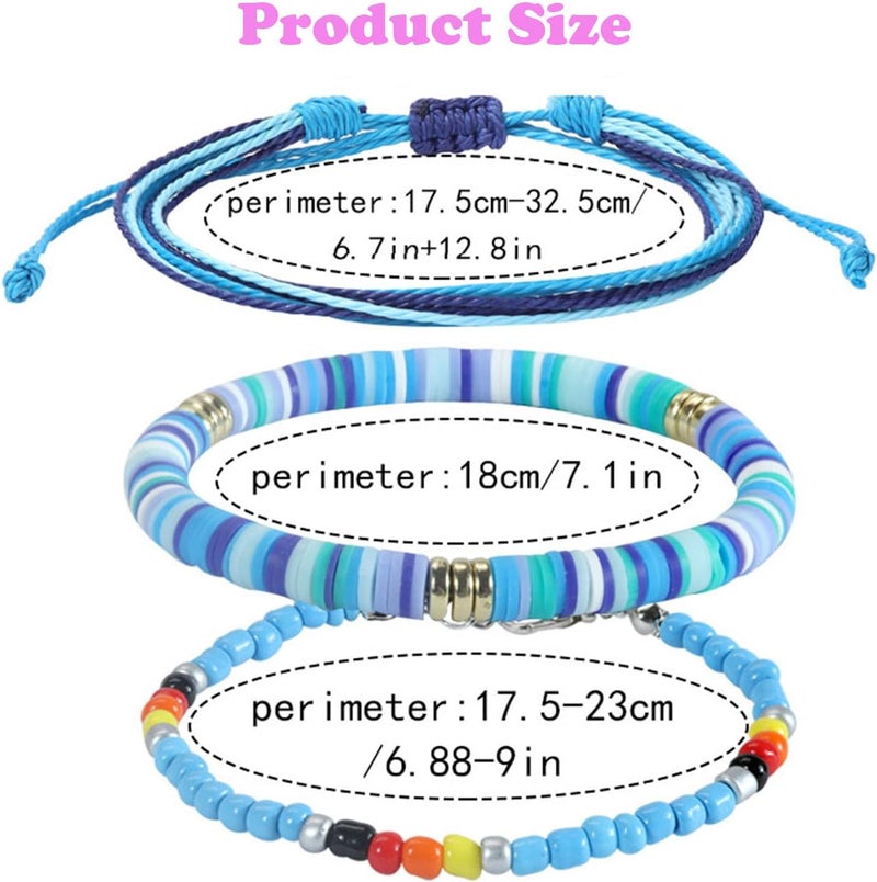 Mannikesi Beach Bracelet Set for Men and Women, Surfer Men Bracelet, Braided Boho Summer Bracelets Adjustable Men's Bracelet Handmade Women Bracelet String Rope Ankle Bracelets Birthday Gift - Image 3